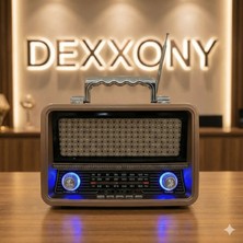 Dexxony Elektrikli ve Şarjlı Nostaljik Bluetooth Radyo USB SD MP3 Çalar Büyük Salon Tipi Bronz 25x18 cm