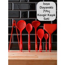 Seraph Isıya Dayanıklı Silikon Kevgir Kepçe Kaşık Spatula Maşa Seti 7 Parça