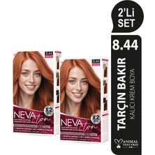 Nevaton 2 X 2'Li Set 8.44 Tarçın Bakır Kalıcı Krem Saç Boyası Seti (4 Boya + 4 Oksidan)