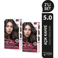 NEVATON 2 x 2'Lİ SET 5.0 AÇIK KAHVE Kalıcı Krem Saç Boyası Seti (4 boya + 4 oksidan)