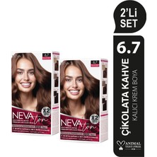Nevaton 2 X 2'Li Set 6.7 Çikolata Kahve Kalıcı Krem Saç Boyası Seti (4 Boya + 4 Oksidan)