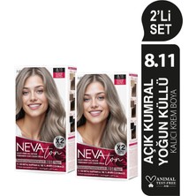Nevaton 2 X 2'Li Set 8.11 Açık Kumral Yoğun Küllü Kalıcı Krem Saç Boyası Seti (4 Boya + 4 Oksidan)