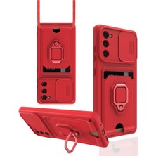  Samsung Galaxy S20 Fe Kılıf Zuma Kartvizitli Yüzüklü Silikon - Kırmızı Nemere