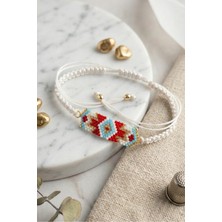 MEMENTO BOXES Beyaz Makrome El Yapımı Miyuki Boncuklu Bileklik