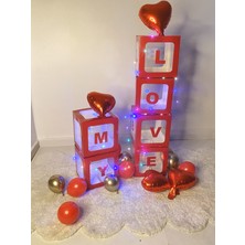 Cugy Parti Malzemeleri My Love Yazılı Kırmızı Kutu | Balon Kutusu | Dekoratif Kutu