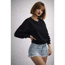 Ribana Classic Kadın Uzun Kollu Regular Fıt Oyshy Sıfır Yaka Bluz K25052