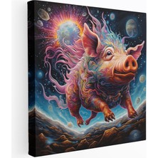Popcas Psikedelik Uçan Domuz Kanvas Tablo Pembe Floyd Rüya Zamanı Kozmik Manzara