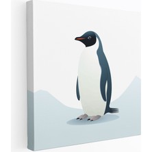 Popcas Minimalist Penguen Çizimi Kanvas Tablo Ev Dekorasyonu Için Zarif Tek Penguen