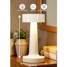 Brokoli Home Avec Dokunmatik Masa Lambası 3 Işık Renkli Dim Ayarlı Şarjlı Masa Lambası Ledli  Abajur Beyaz