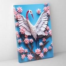 Popcas Kanvas Tablo Kiraz Çiçeği Origami Turna Japon Gelenekleri