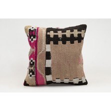 Kilim Wholesale El Yapımı Kilimden Yapılmış Vintage Kırlent Kılıfı, Yün, 40X40 cm