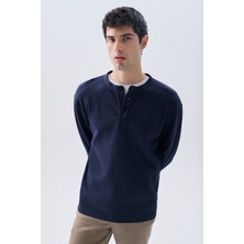 MUDO Comfort Fıt Henley Yaka Sweatshırt