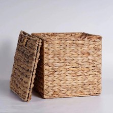 Su Sümbülü Hasır Bambu Rattan Katlanır Sepet Organizer & Çok Amaçlı Kare Düzenleyici 30X30X30