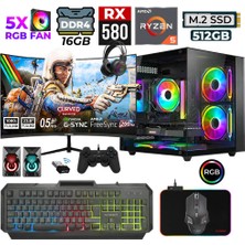 Xaser River X50 Ryzen 5 5500 16GB Ram 512GB M.2 Nvme SSD 8gb RX580 23.8" 200Hz Oyuncu Tavsiye Sistem