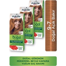 Palette 9-7 Doğal Açık Bakır Kalıcı Saç Boyası X 3 Doğal Görünüm ve Mükemmel Beyaz Kapama