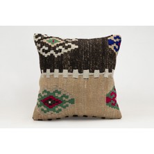 Kilim Wholesale El Yapımı Kilimden Yapılmış Vintage Kırlent Kılıfı, Yün, 40X40 cm