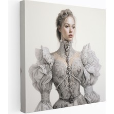 Popcas Rönesans Kanvas Tablo Moda Eskizleri Kurşun Kalem Çizimler ile Incelikli Kostümler