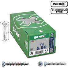Spax Evrensel Vida 5 x 50MM 500 Adet Tam Dişli Havşa Başlı Yıldız Z1 Spax-S Versiyon Wırox Kaplama