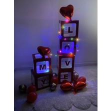 Cugy Parti Malzemeleri LED Işıklı My Love Yazılı Kırmızı Kutu | Sevgiliye Özel Konsept
