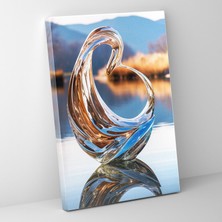 Popcas Gerçekçi Cam Heykel - Aynalı Kuğu Duvar Sanatı - Huzur Veren Gerçekçi Cam Heykel Sakin Göl