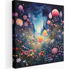 Popcas Vahşi Çiçek Duvar Sanatı - Masalsı Fantezi Illüstrasyon - Kanvas Tablo - Vahşi Çiçek Canlı Renkler Hayal Gücü Çiçekleniyor