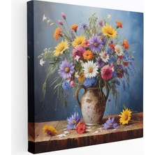 Popcas Vahşi Çiçek Ev Dekorasyonu - Vahşi Çiçek Kanvas Tablo Sanatı Gerçekçi Akrilik Boyama Vahşi Çiçekler Buketi