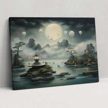 Popcas Cloudscape Zen Garden Kanvas Tablo - Bulutlar Üzerinde Yüzen Zen Bahçesi Taş Heykeller Ev Dekorasyonu