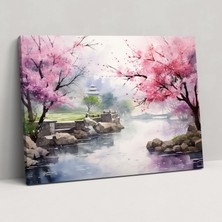 Popcas Zen Bahçesi Kanvas Tablo - Ev Dekorasyonu Duvar Sanatı Sulu Boya Resim