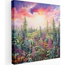 Popcas Çiçek Açan Kenevir Tarlası Kanvas Tablo - Doğadan Ilham Alan Ev Dekorasyonu Canlı Renkler