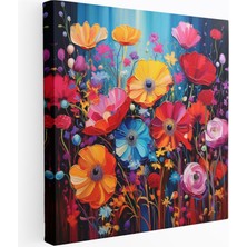 Popcas Yabani Çiçek Duvar Dekorasyonu - Yabani Çiçek Duvar Sanatı Canlı Renkler Kanvas Duvar Sanatı