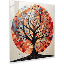 Popcas Yaşam Ağacı Duvar Dekorasyonu - Geometrik Tasarım Kanvas Tablo - Yaşam Ağacı Kanvas Duvar Sanatı Monokrom Renk Düzeni