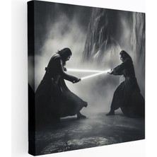 Popcas Star Wars Kanvas Tablo - Heyecan Dolu Işın Kılıcı Dövüşü Duvar Sanatı - Ev Dekorasyonu