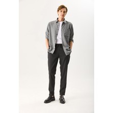 Vena Erkek Alfred Beli Lastikli Çizgili Kaşe Pantolon - Gri Çizgili
