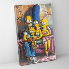 Popcas The Simpsons Kanvas Tablo - Klasik El Boyaması Portre - The Simpsons Kanvas Duvar Sanatı Ev Dekorasyonu Simpson Ailesi
