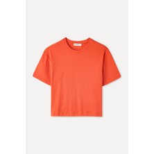 Kadın Kırmızı Bisiklet Yaka T-Shirt