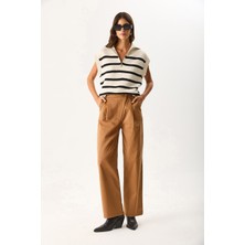 Vena Kadın Pilili Baggy Fit Pantolon - Taba