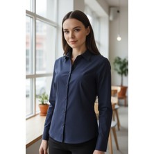Mandala Tekstil Kadın Belden Oturmalı Slim Fit Pamuklu Gömlek