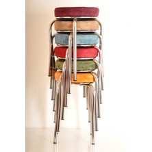 Yılmaz Masacılık 6 Adet Renkli Kumaş Ahtapot Tabure Şık Dekor ve Metal Malzeme Özellikleriyle