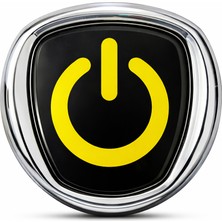 Mega Oto Market Sarı Power Logo Metal Araç Amblemi 3D Krom Çerçeveli Oto Panjur Bagaj Arması Universal