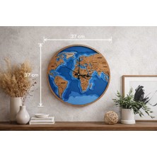 Başarır Lazer ,  Katmanlı Dünya Haritası Duvar Saati – 37X37 cm | Modern Ofis & Yaşam Alanları Için Şık Tasarım