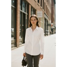 Mandala Tekstil Kadın Belden Oturmalı Slim Fit Pamuklu Gömlek