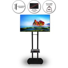 Kevega Tekerlekli Televizyon ve Projeksiyon Ünitesi Raflı Siyah 32''–75'' Inç Ekran (80 Ekran – 165 Ekran)