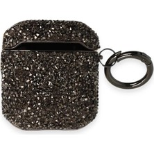  Airpods 2 (2.nesil) Mira Taşlı Kılıf - Siyah Nemere