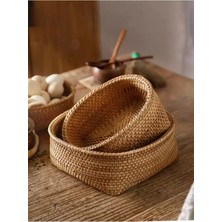 Eternal Sunshine Rattan Elips Formlu Organizer & Dekoratif Mutfak, Banyo ve Makyaj Düzenleyici