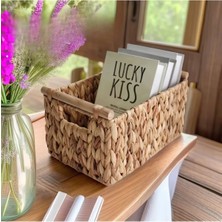 Hasır Bambu Kulplu Dikdörtgen Organizer & Çok Amaçlı Mutfak, Banyo ve Makyaj Düzenleyici