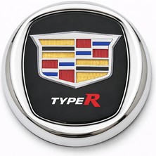 Mega Oto Market Cadillac Type R 8x8 cm 3D Metal Oto Amblem Krom Çerçeveli Panjur Bagaj Arması Universal