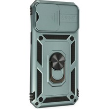  iPhone 14 Pro Max Kılıf Pars Lens Yüzüklü Silikon - Yeşil Nemere