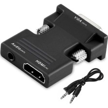 Maxgo 2163 Ses Destekli HDMI to VGA Kablo Çevirici Dönüştürücü Uyumlu Cihazlar İçin