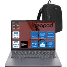 Lenovo Ideapad Slim 3 14ARP10 Amd Ryzen 7 170 16GB Ddr5 512GB SSD Radeon™ 680M Graphics 14" Wuxga (1920X1200) IPS 300NITS Freedos Taşınabilir Bilgisayar 83K6006JTRF02+ZETTAÇANTA