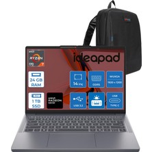 Lenovo Ideapad Slim 3 14ARP10 Amd Ryzen 7 170 24GB Ddr5 1tb SSD Radeon™ 680M Graphics 14" Wuxga (1920X1200) IPS 300NITS Freedos Taşınabilir Bilgisayar 83K6006JTRF08+ZETTAÇANTA